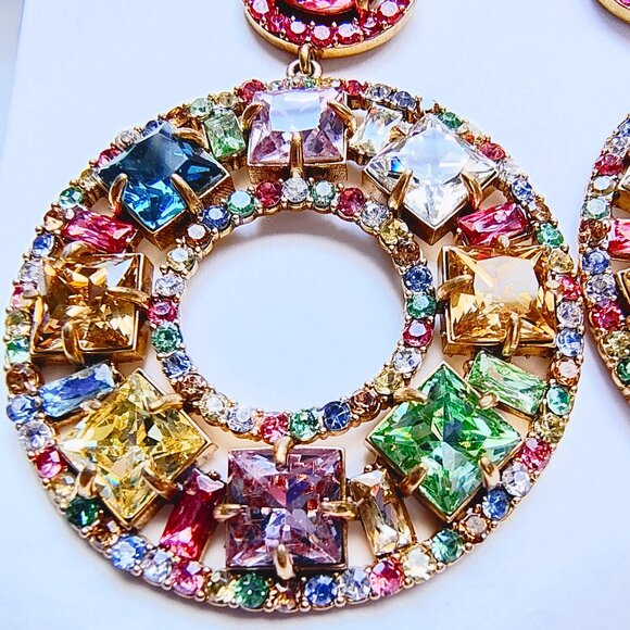 J.CREW RAINBOW CRYSTAL COCKTAIL EARRINGS - Picture 4 of 9